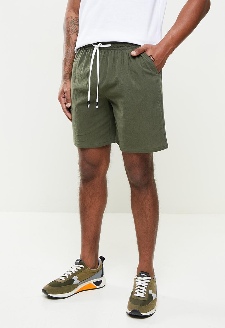 basicthread - Elastic waistband bermuda short - khaki