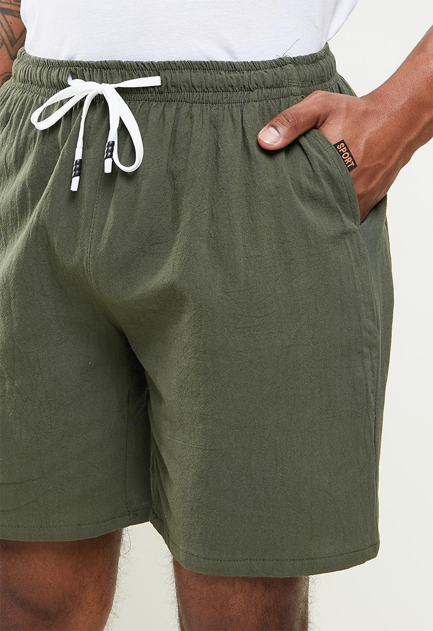 basicthread - Elastic waistband bermuda short - khaki