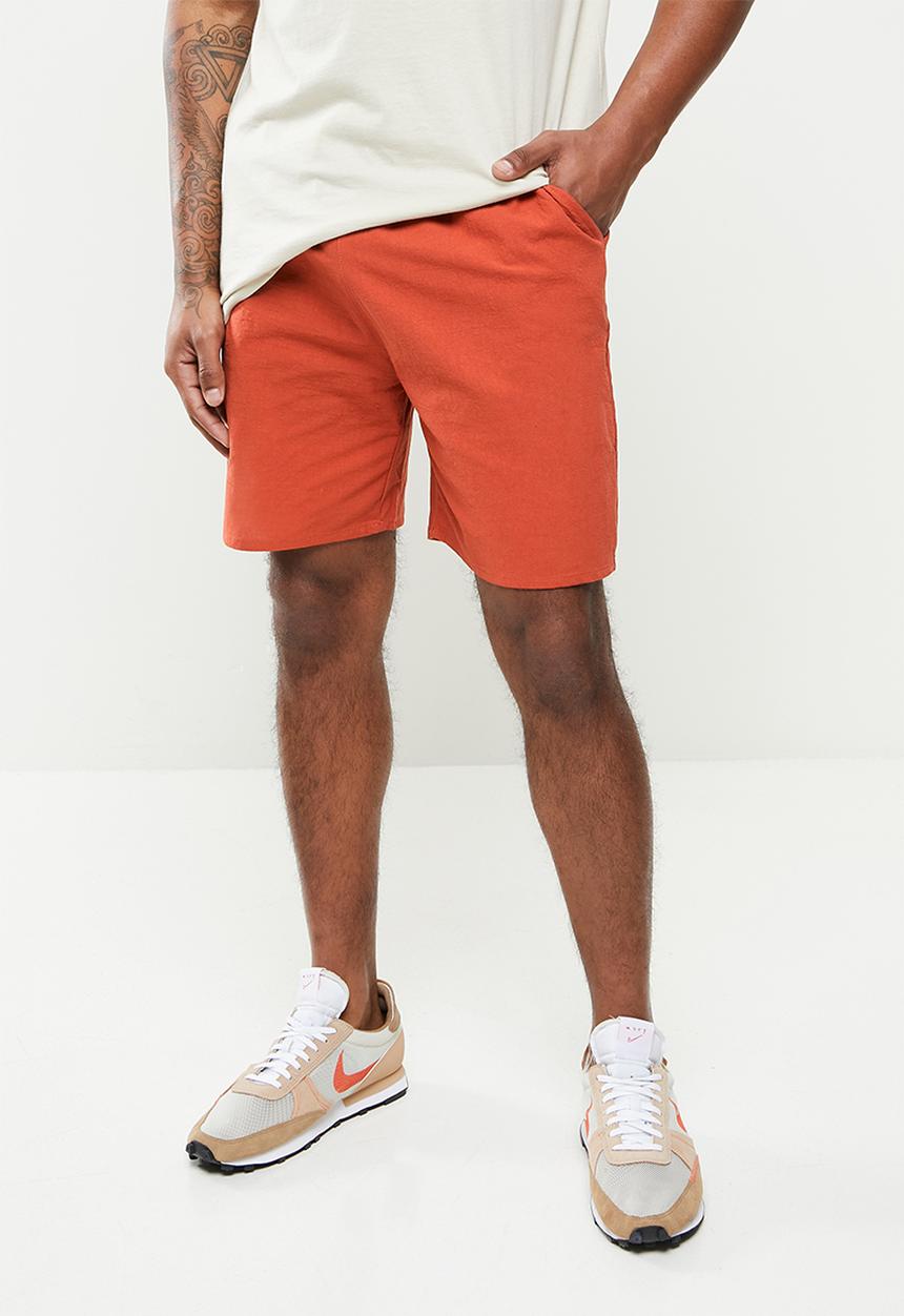 basicthread - Elastic waistband bermuda short - burnt orange