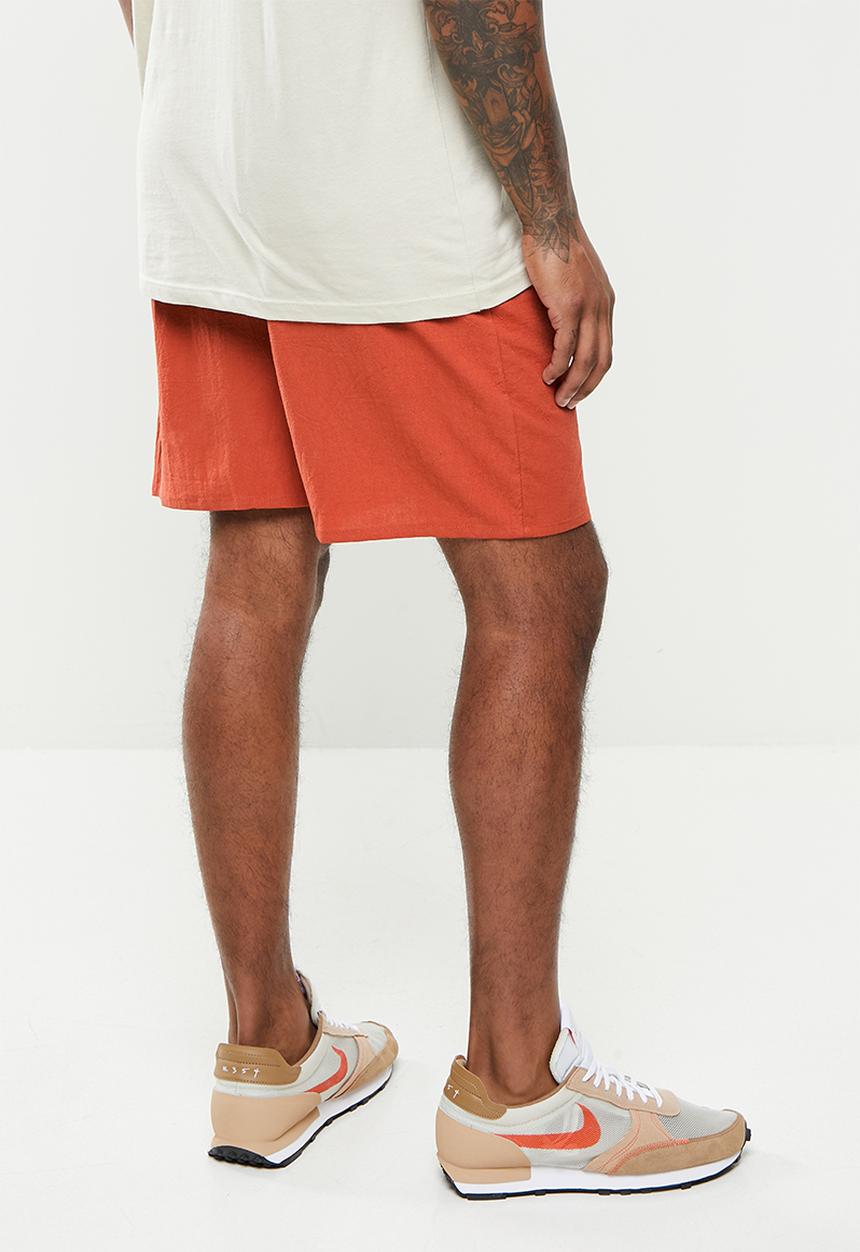 basicthread - Elastic waistband bermuda short - burnt orange