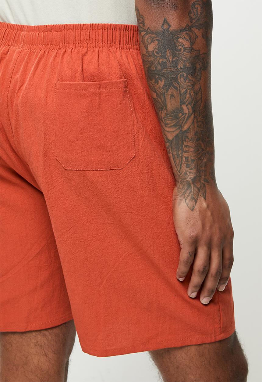 basicthread - Elastic waistband bermuda short - burnt orange