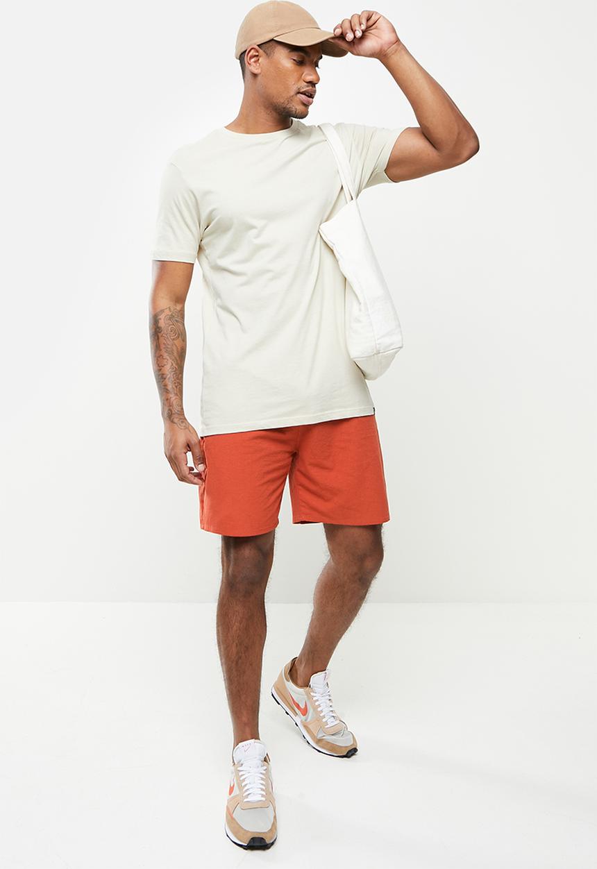 basicthread - Elastic waistband bermuda short - burnt orange