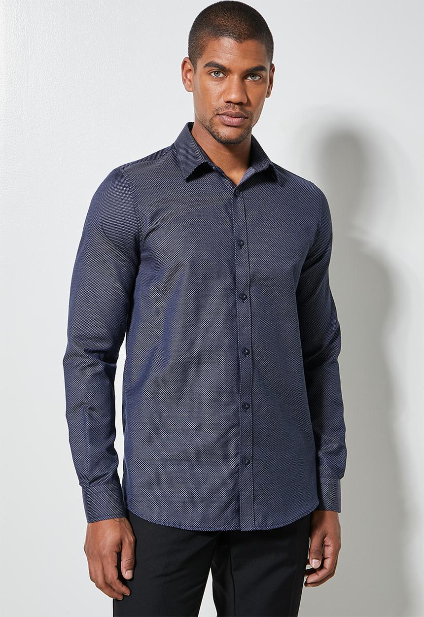 Superbalist - Jos slim pattern shirt - navy