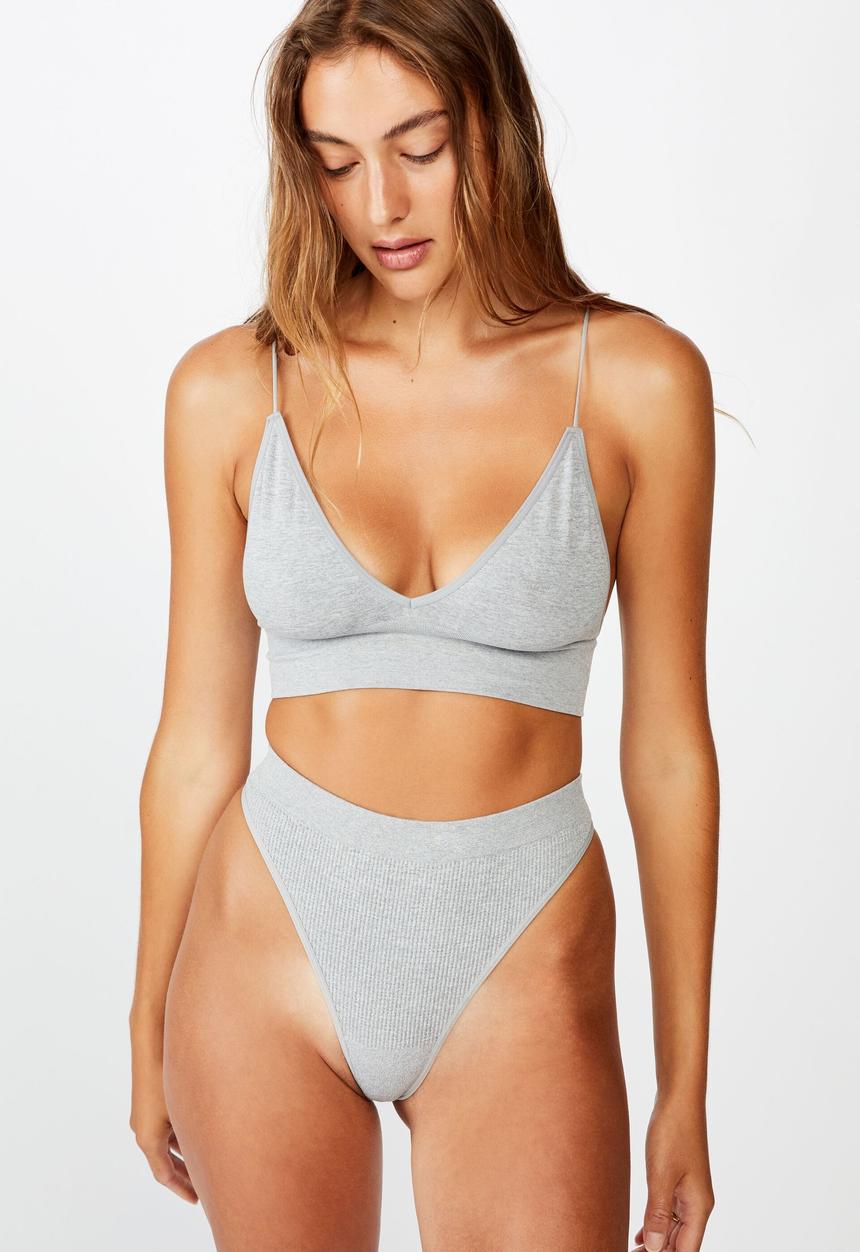 Cotton On - Seamfree high cut g string brief - light grey