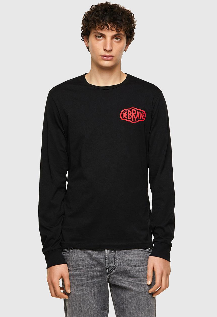 Diesel  - T-diegos-ls-k24 chest print tee - black