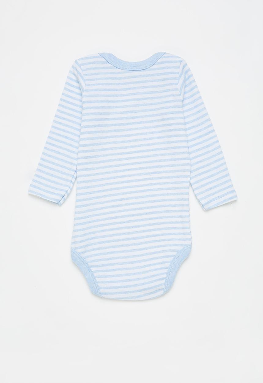 Pop Candy - Baby boys 2 pack stripe long sleeve vests - blue