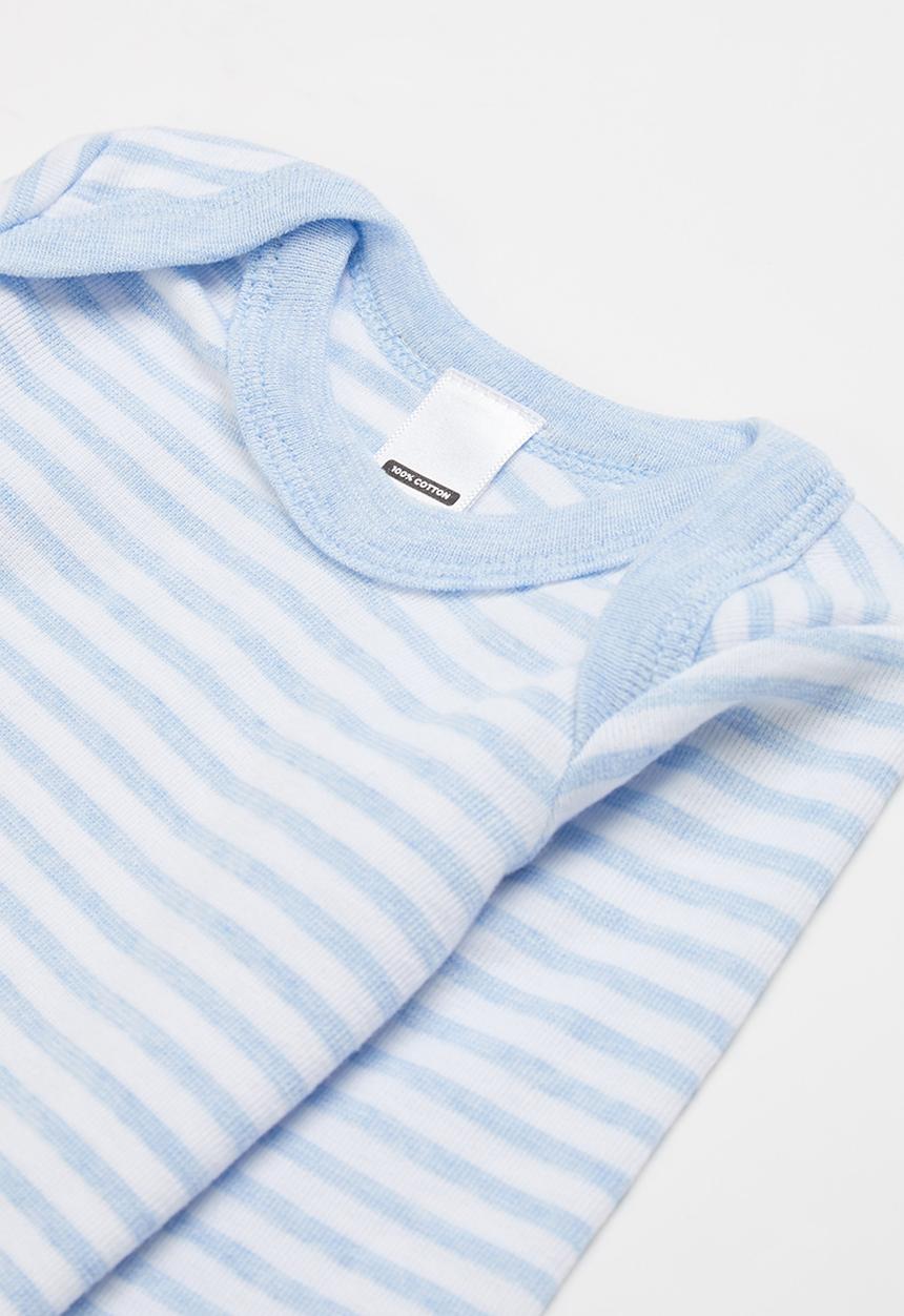 Pop Candy - Baby boys 2 pack stripe long sleeve vests - blue