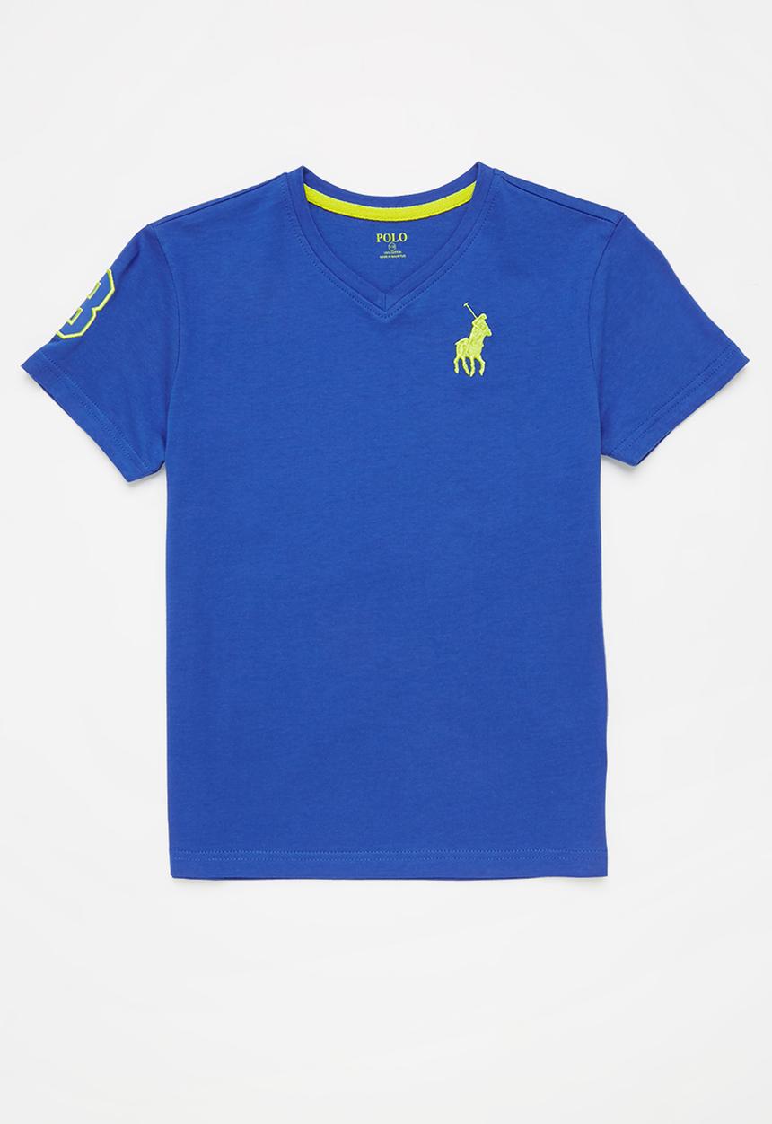 POLO - Boys james numerical v-neck tee - cobalt