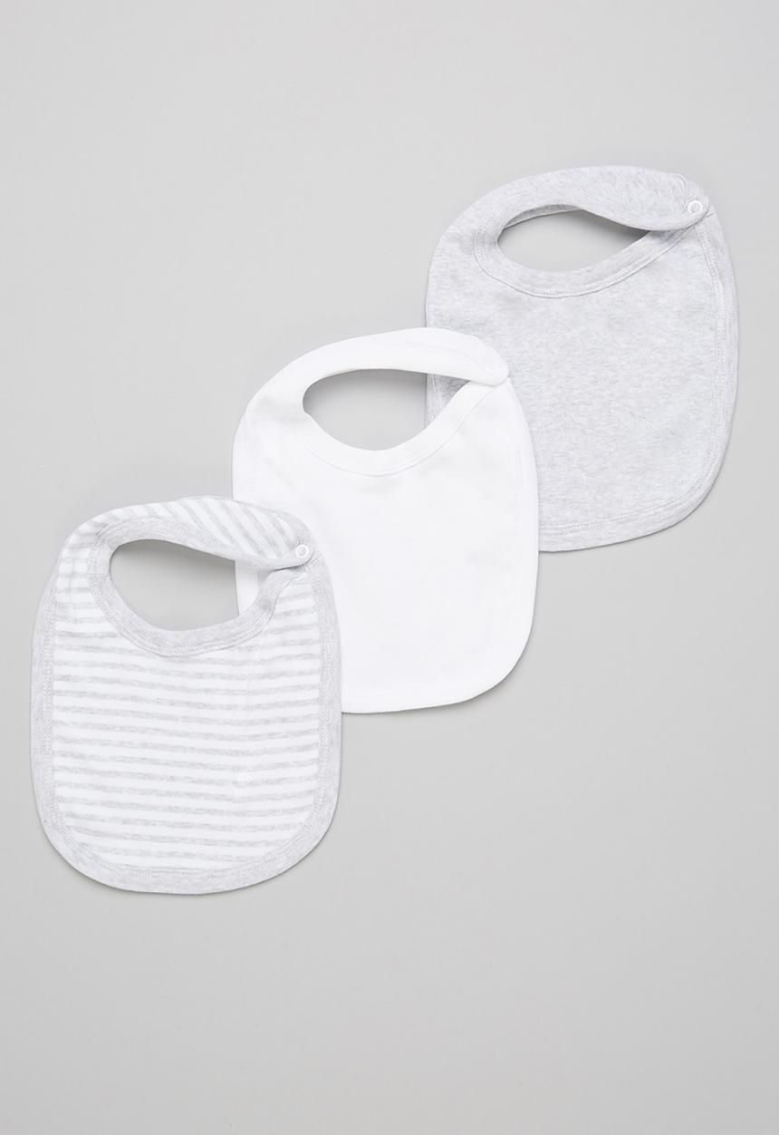 Pop Candy - Baby boys 3 pack stripe bib set - grey