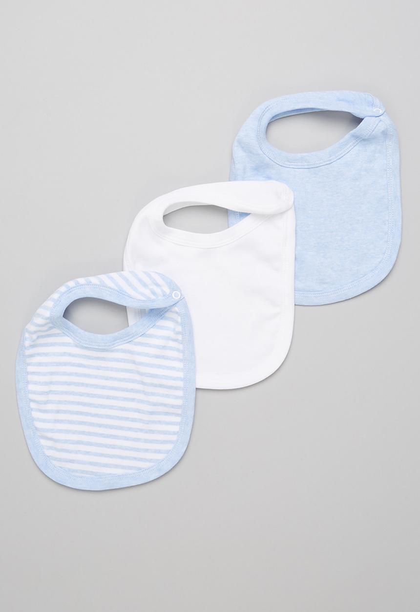 Pop Candy - Baby boys 3 pack stripe bib set - blue
