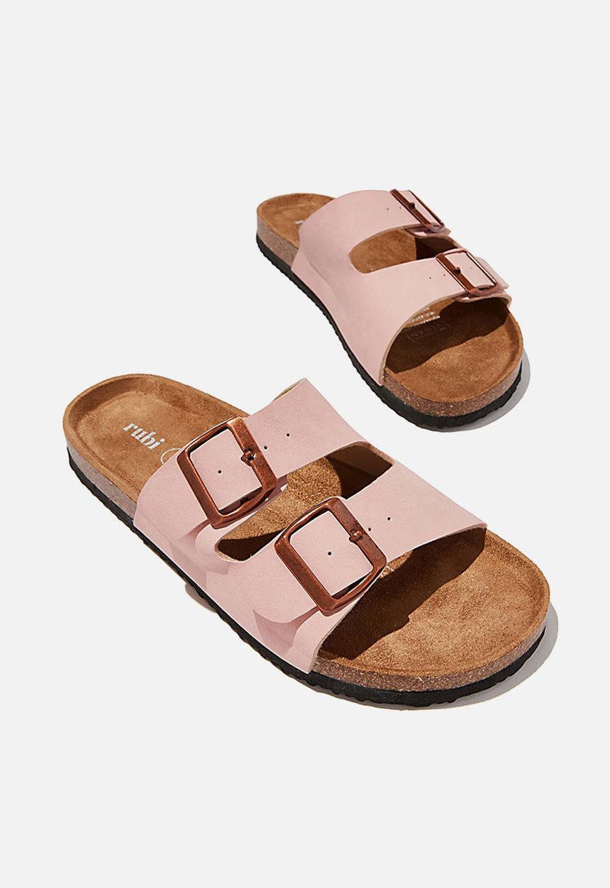Cotton On - Rex double buckle slide - soft pink nubuck