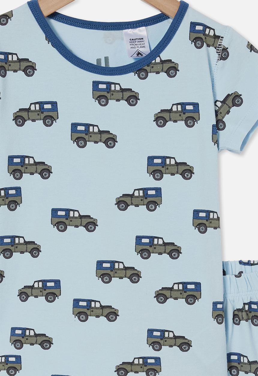 Cotton On - Hudson short sleeve pyjama set  - beep beep/white water blue