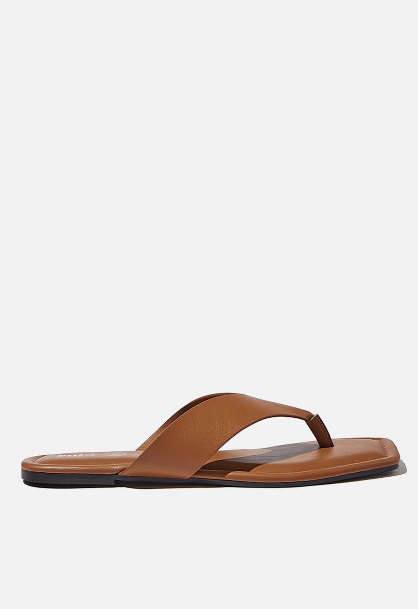 Cotton On - Everyday molly toe post sandal - tan smooth pu
