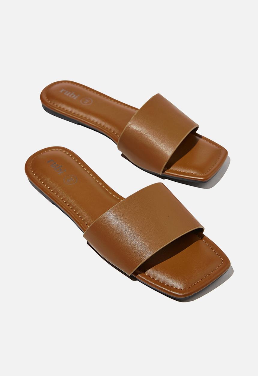 Cotton On - Everyday hailey single vamp slide - tan smooth pu