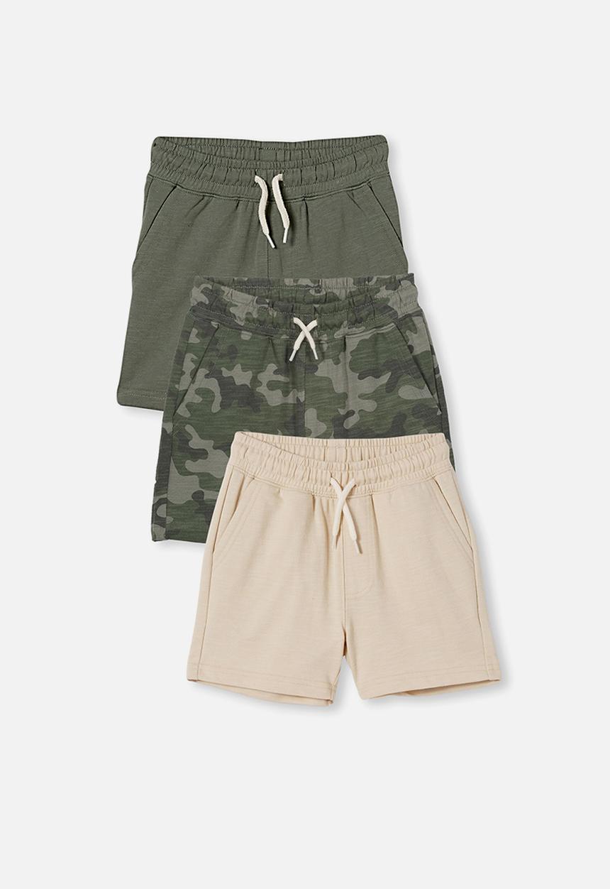 Cotton On - Henry short three pack  - swag green/camo/rainy day