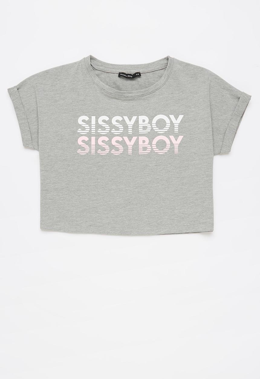 SISSY BOY - Boxy crop top - grey melange