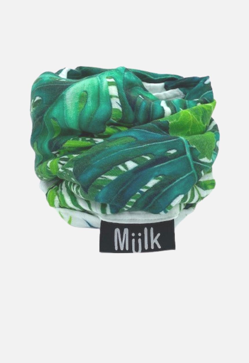 Miilk - Tropical leaf muslin - white & green