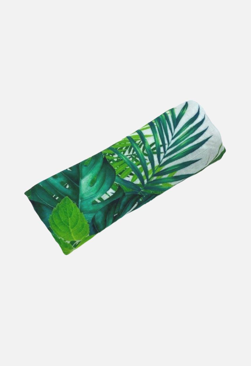 Miilk - Tropical leaf muslin - white & green