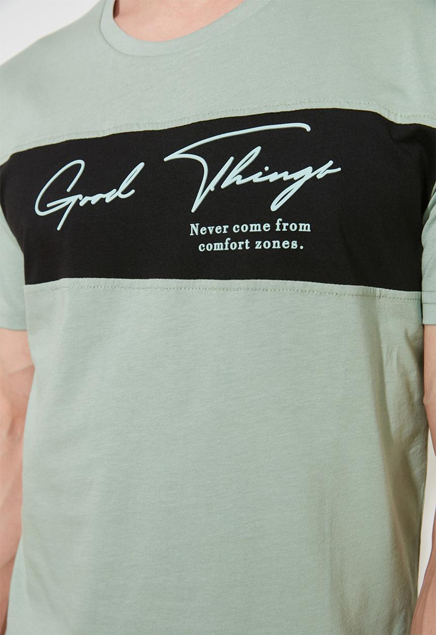 Trendyol - Chris chest print short sleeve tee - green