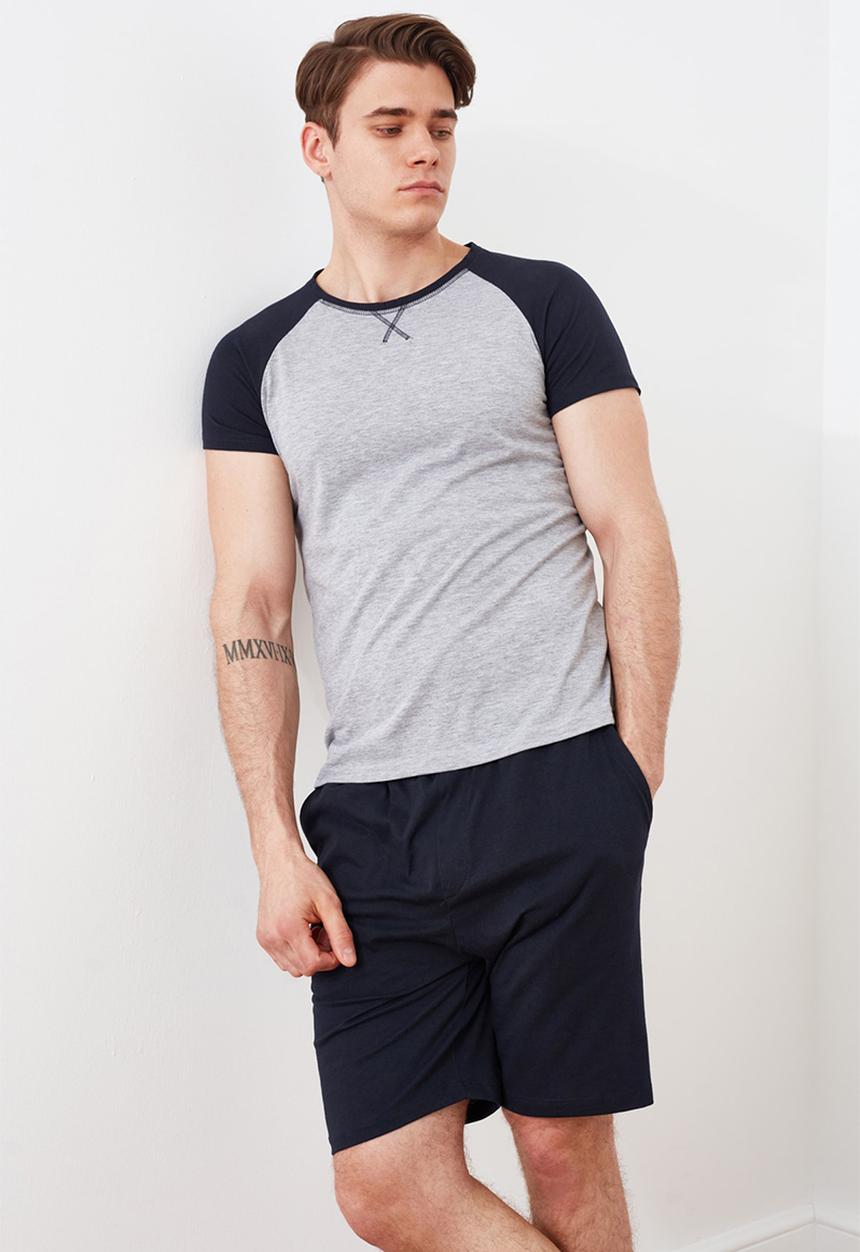 Trendyol - Raglan short sleeve top & shorts sleep set - navy