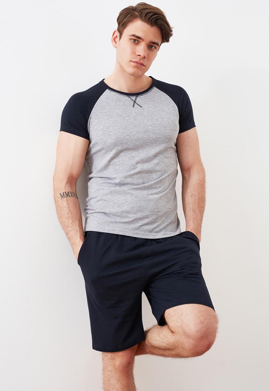 Trendyol - Raglan short sleeve top & shorts sleep set - navy