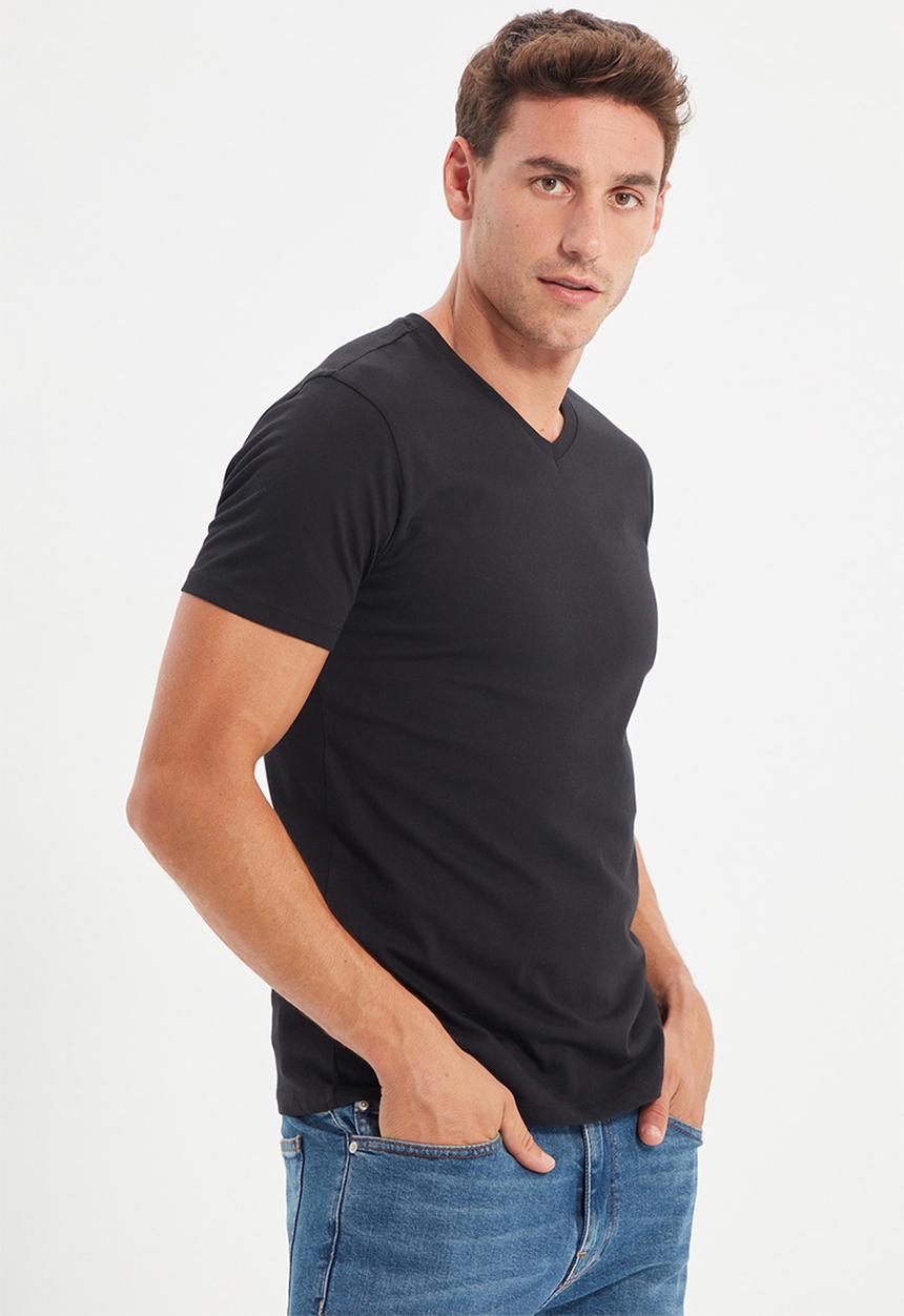 Trendyol - Gus v-neck short sleeve tee - black