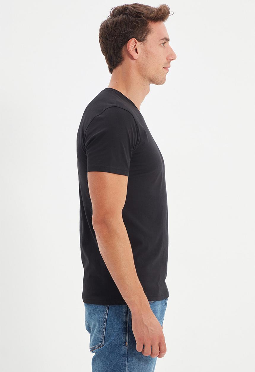 Trendyol - Gus v-neck short sleeve tee - black
