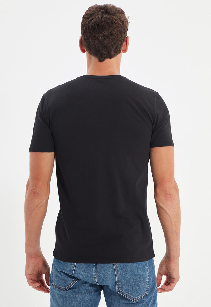 Trendyol - Gus v-neck short sleeve tee - black