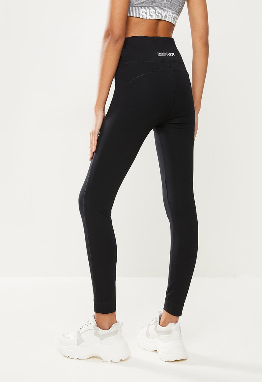 SISSY BOY - Basic leggings with plain print logo - black/white