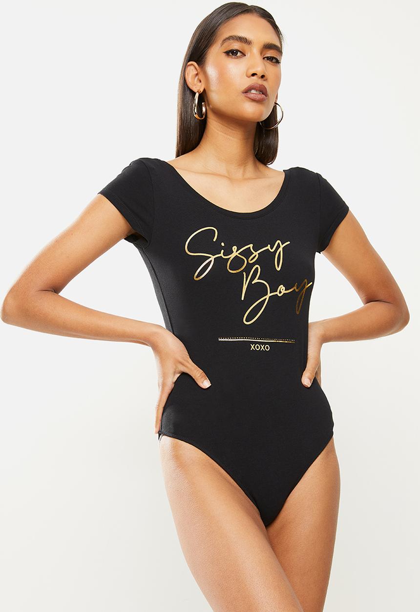 SISSY BOY - Minka: basic bodysuit with logo - black