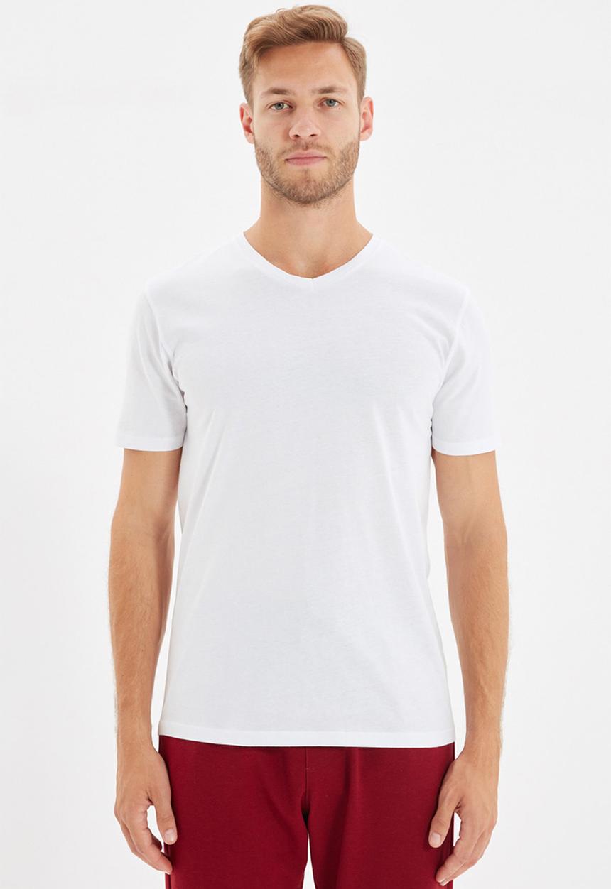 Trendyol - Gus v-neck short sleeve tee - white