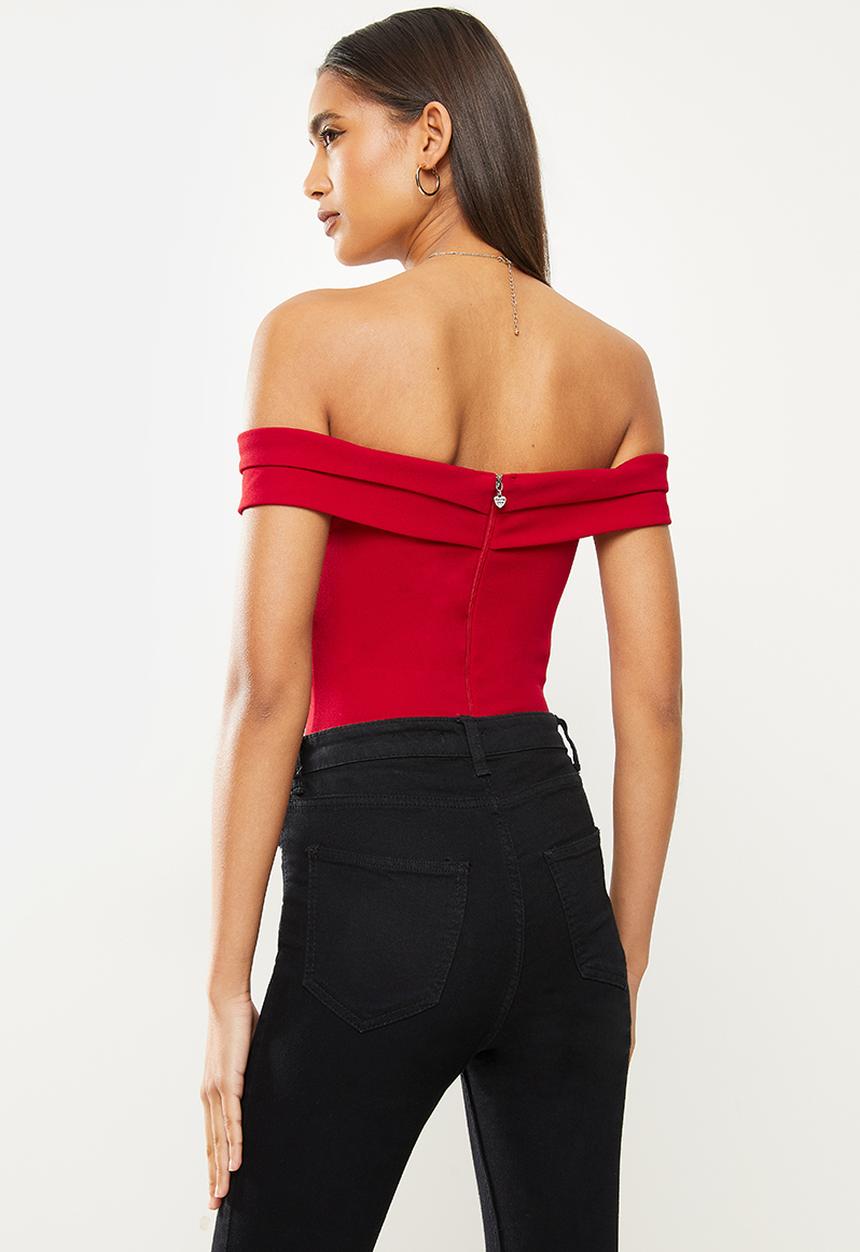 SISSY BOY - Bardot bodysuit - red