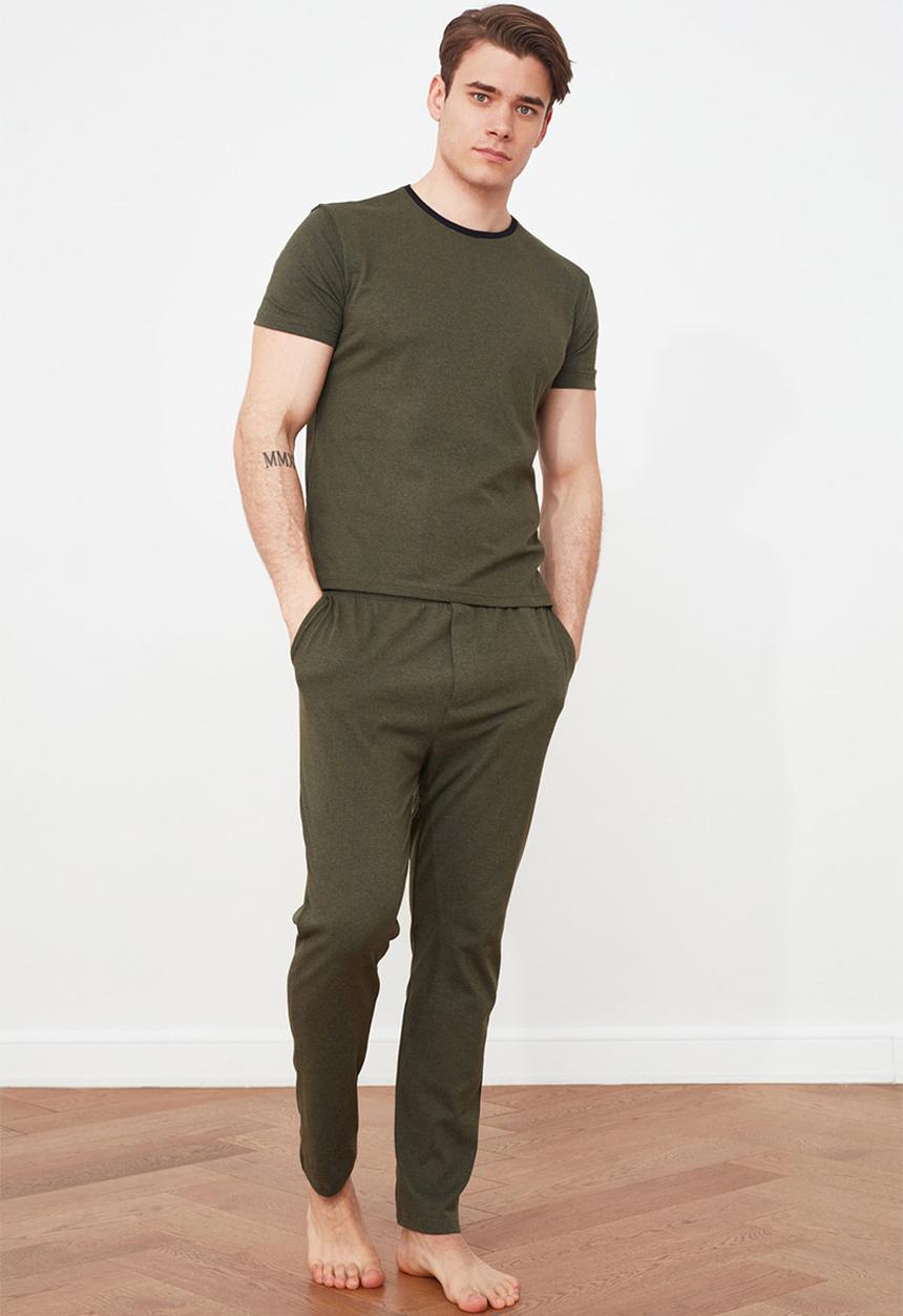 Trendyol - Short sleeve plain sleep set - khaki