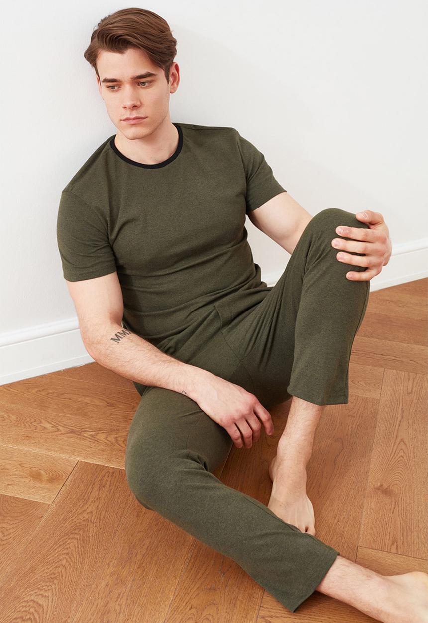 Trendyol - Short sleeve plain sleep set - khaki
