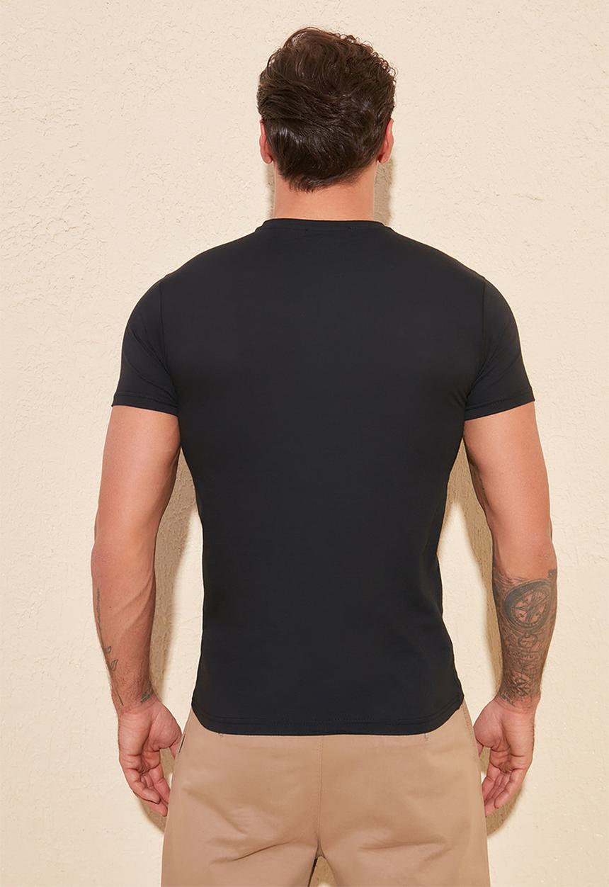 Trendyol - Chest stripe short sleeve tee - black