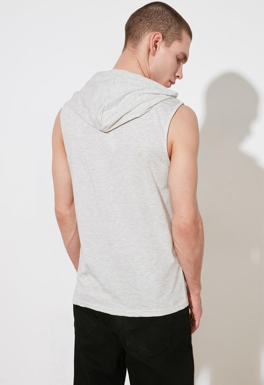 Trendyol - Hooded sleeveless tee - grey