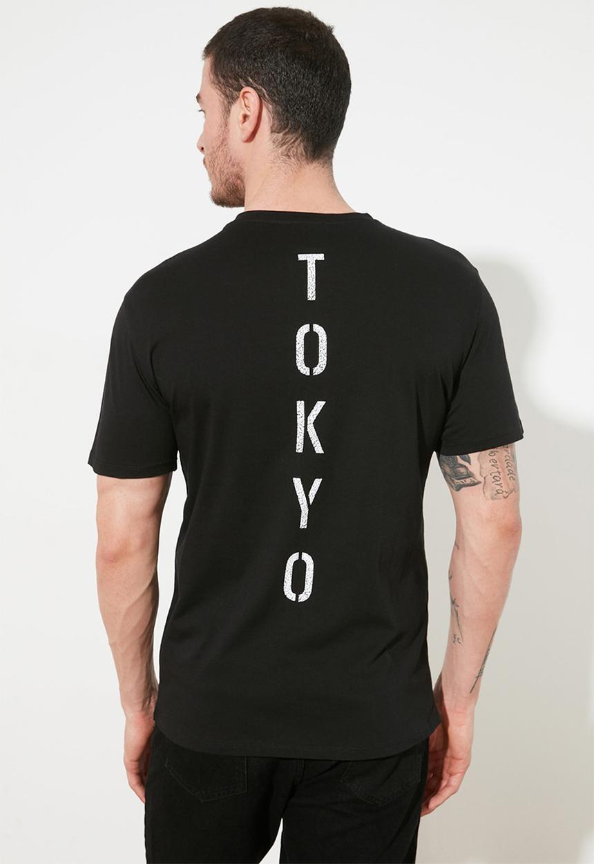 Trendyol - Tokyo back print short sleeve tee - black