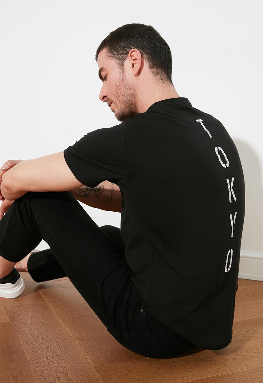 Trendyol - Tokyo back print short sleeve tee - black