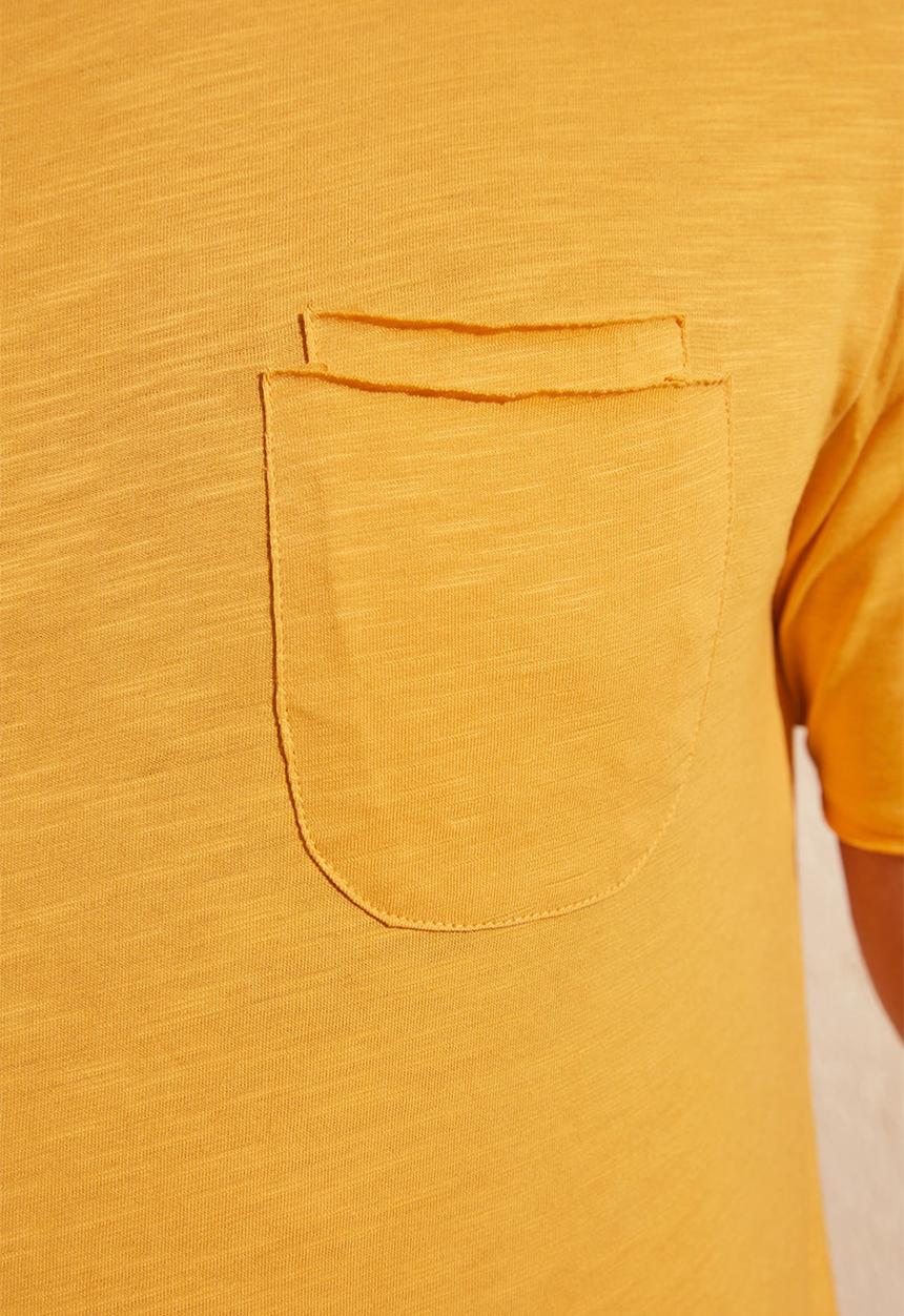 Trendyol - Raw edge short sleeve tee - yellow 