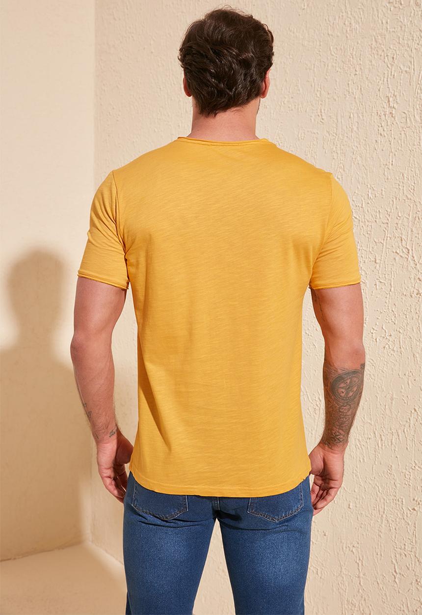 Trendyol - Raw edge short sleeve tee - yellow 