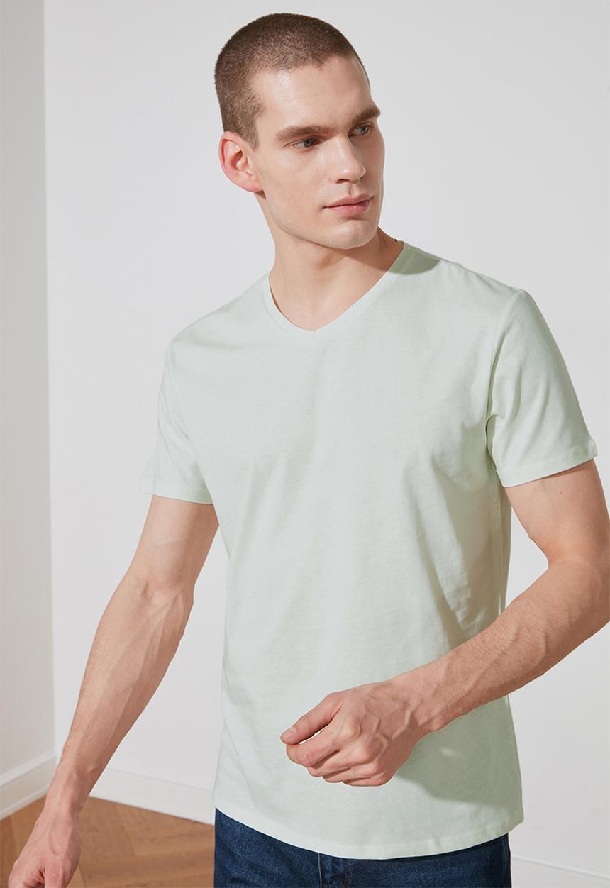 Trendyol - Gus v-neck short sleeve tee - mint