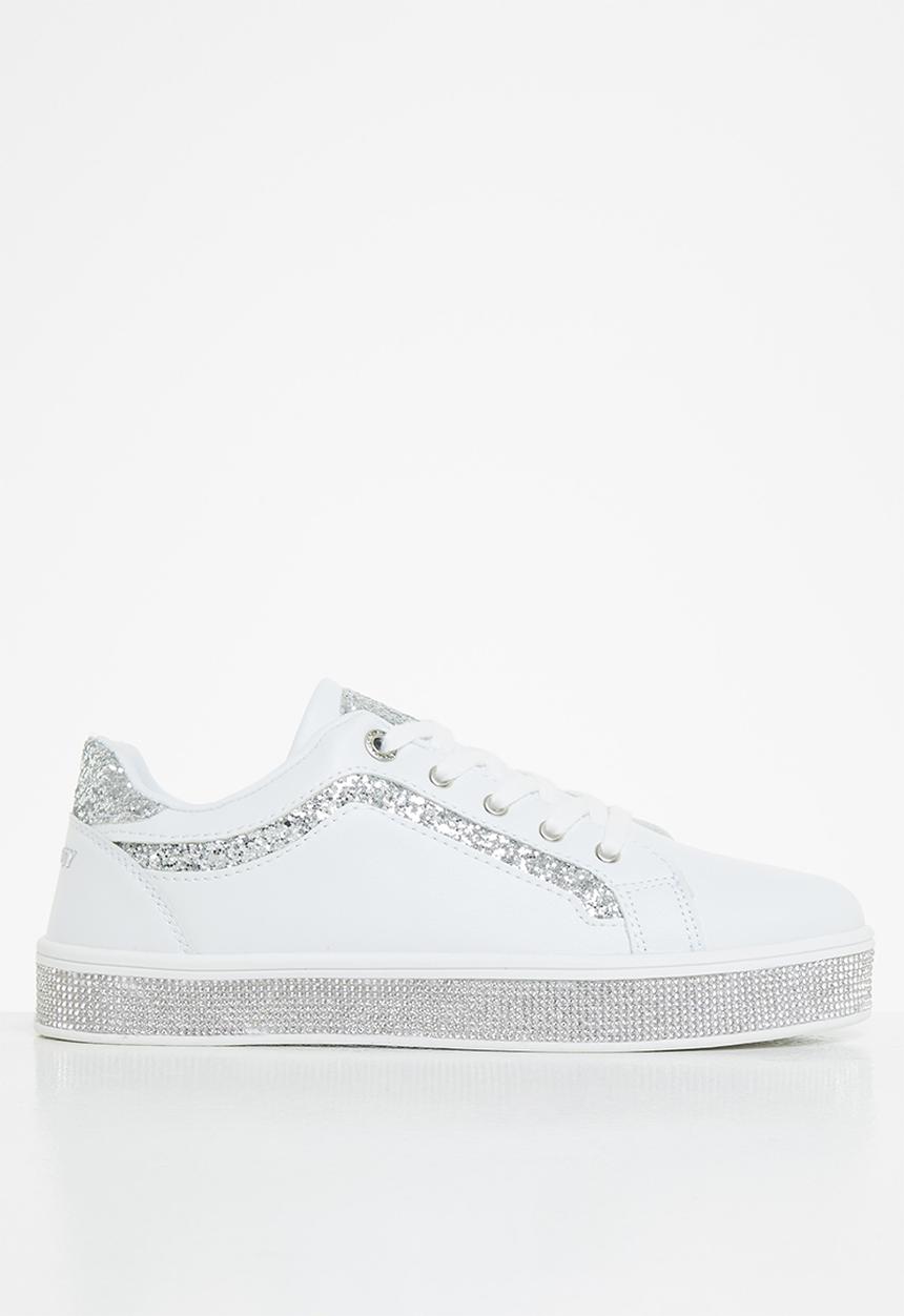 SISSY BOY - Glitter bolt duchess  sneaker - white & silver
