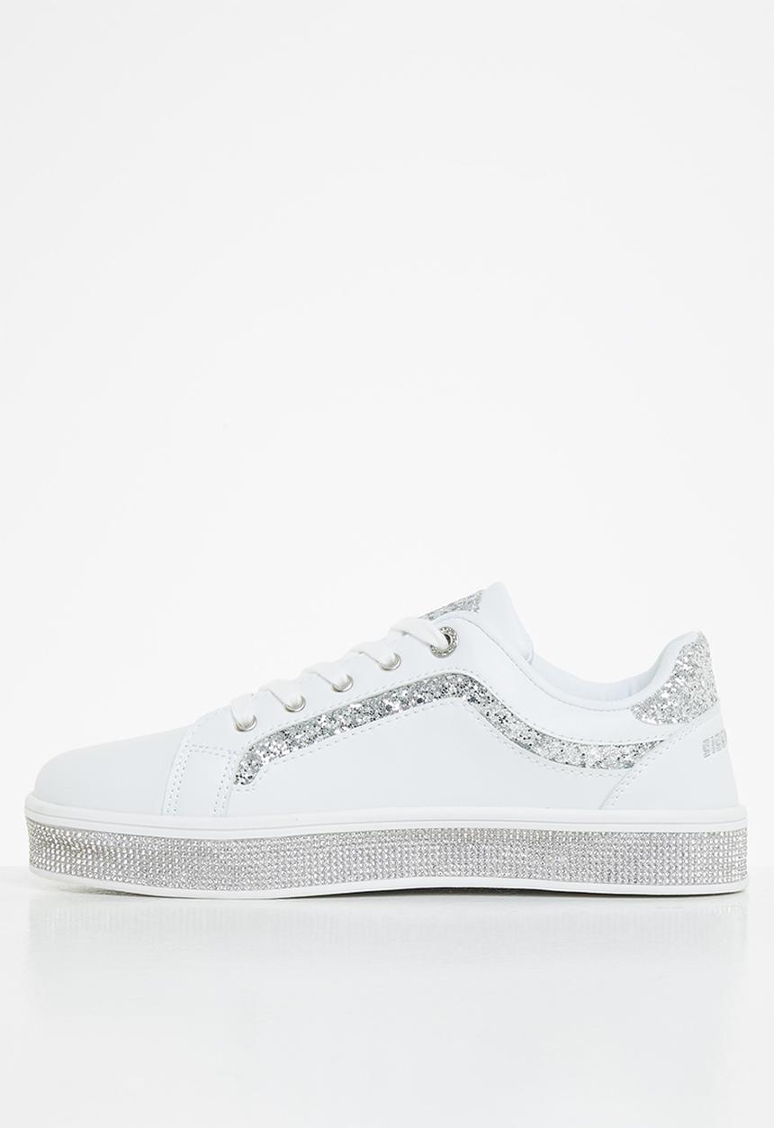 SISSY BOY - Glitter bolt duchess  sneaker - white & silver