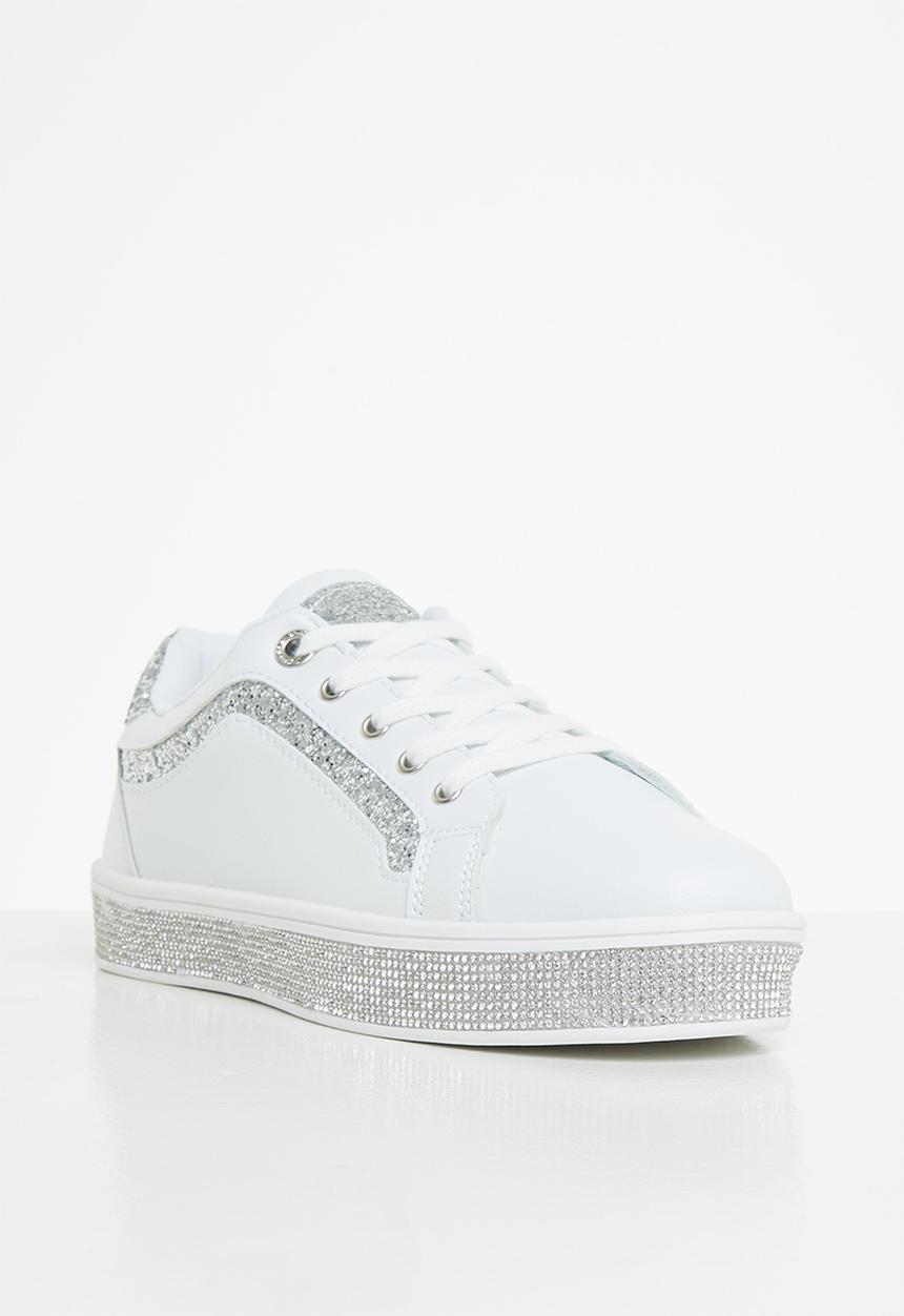 SISSY BOY - Glitter bolt duchess  sneaker - white & silver