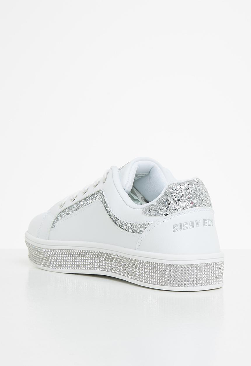 SISSY BOY - Glitter bolt duchess  sneaker - white & silver
