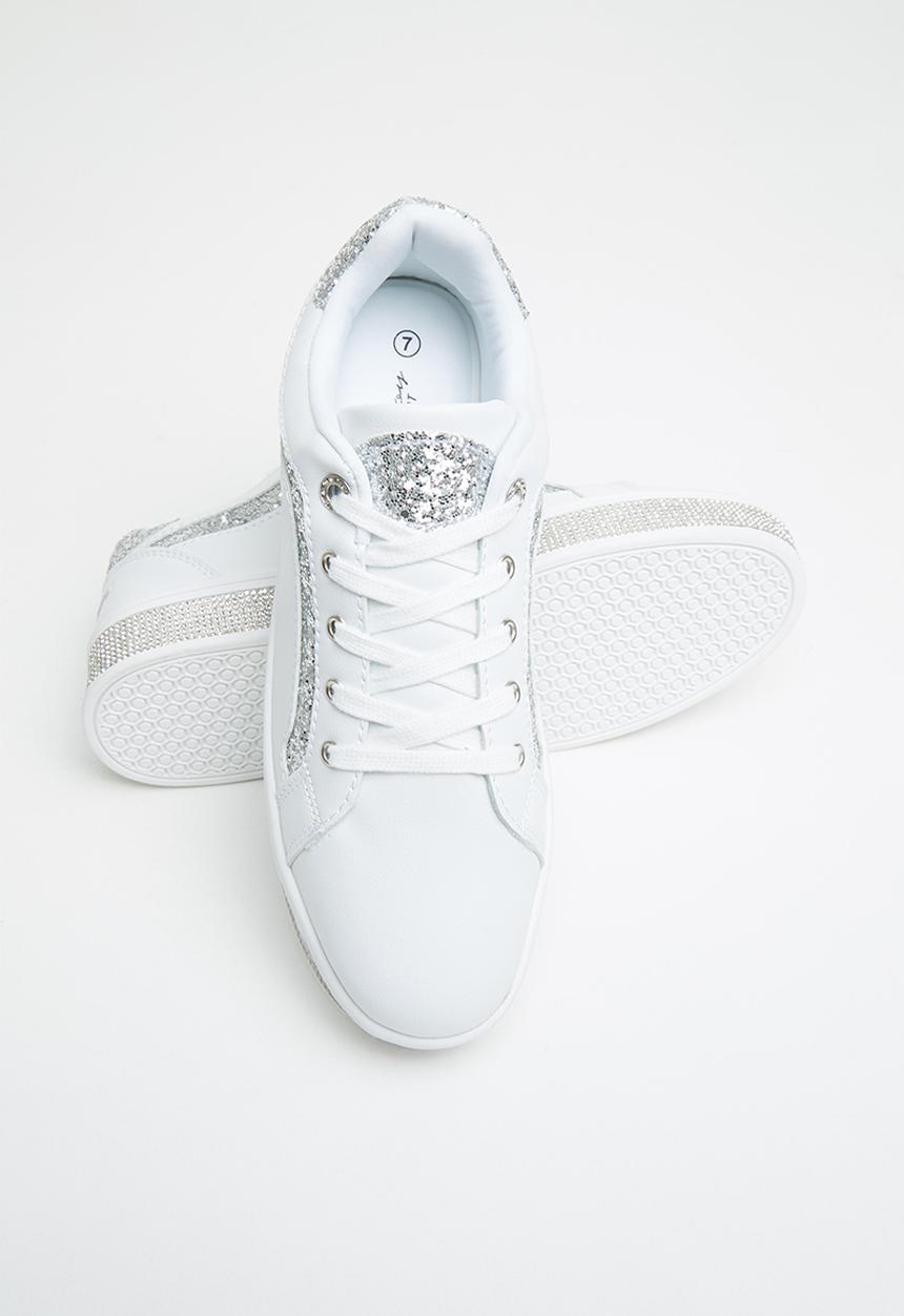 SISSY BOY - Glitter bolt duchess  sneaker - white & silver