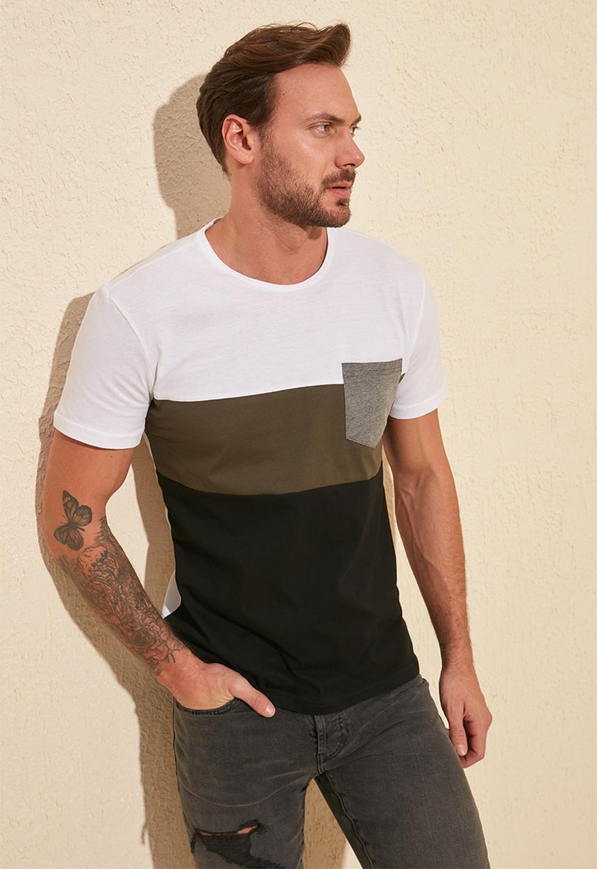 Trendyol - Colour block chest pocket short sleeve tee - black
