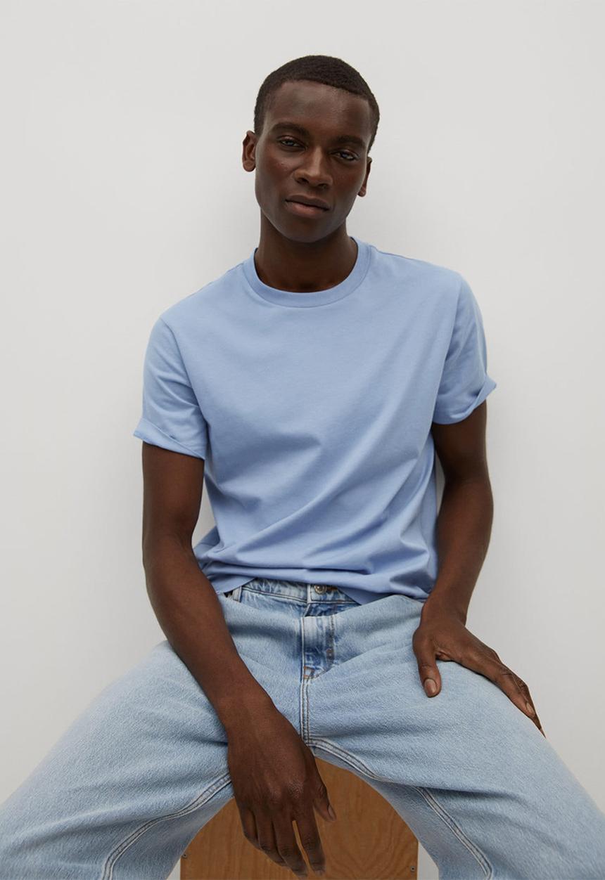MANGO - T-shirt cherlo - medium blue
