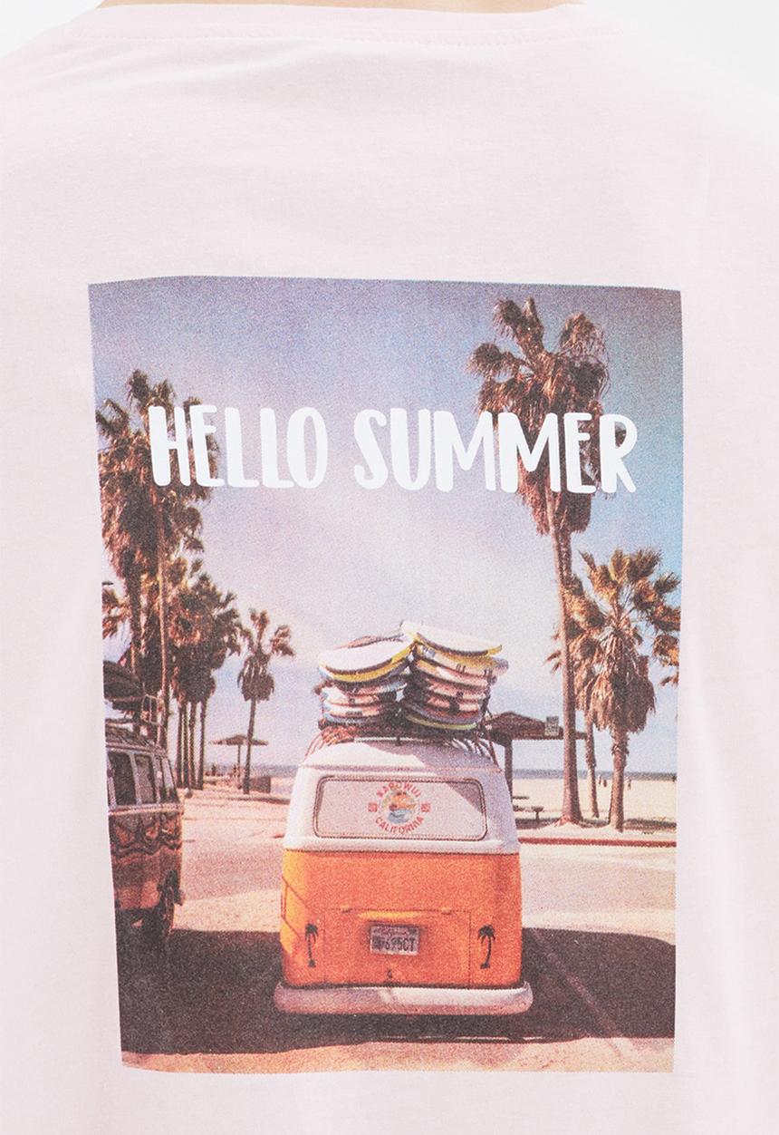 Trendyol - Hello summer printed short sleeve tee - powder pink