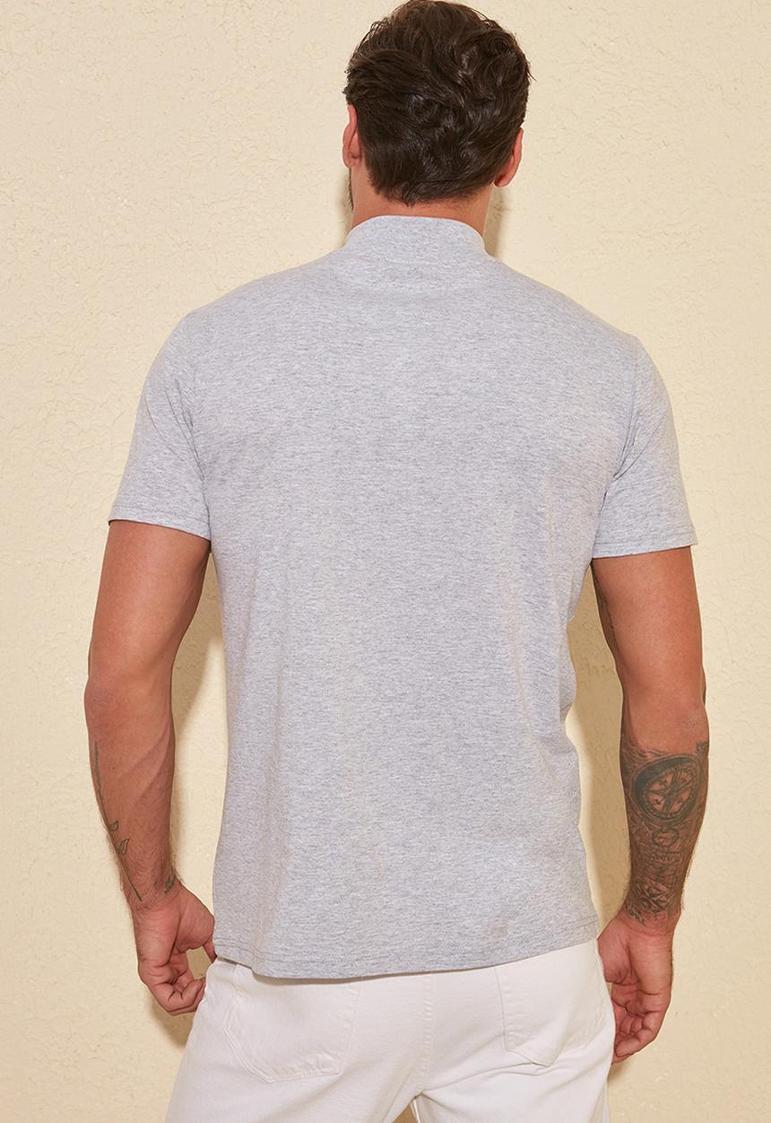 Trendyol - High neck quarter zip tee - grey